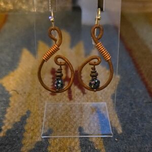 Artisan Copper and Bead Earrings